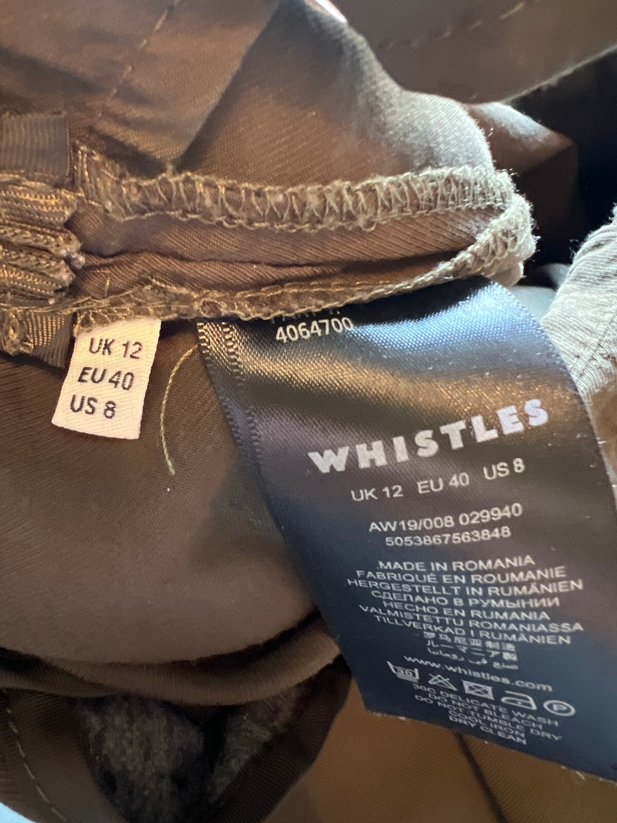 whistles Pleated Tie Waist Trousers Khaki Size 12