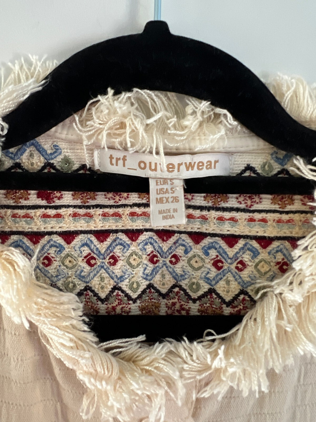 Embroidered Fringe Jacket By Zara TRF Size S