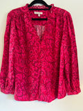 Hobbs Pink Floral Ruffle Neck Blouse UK 12
