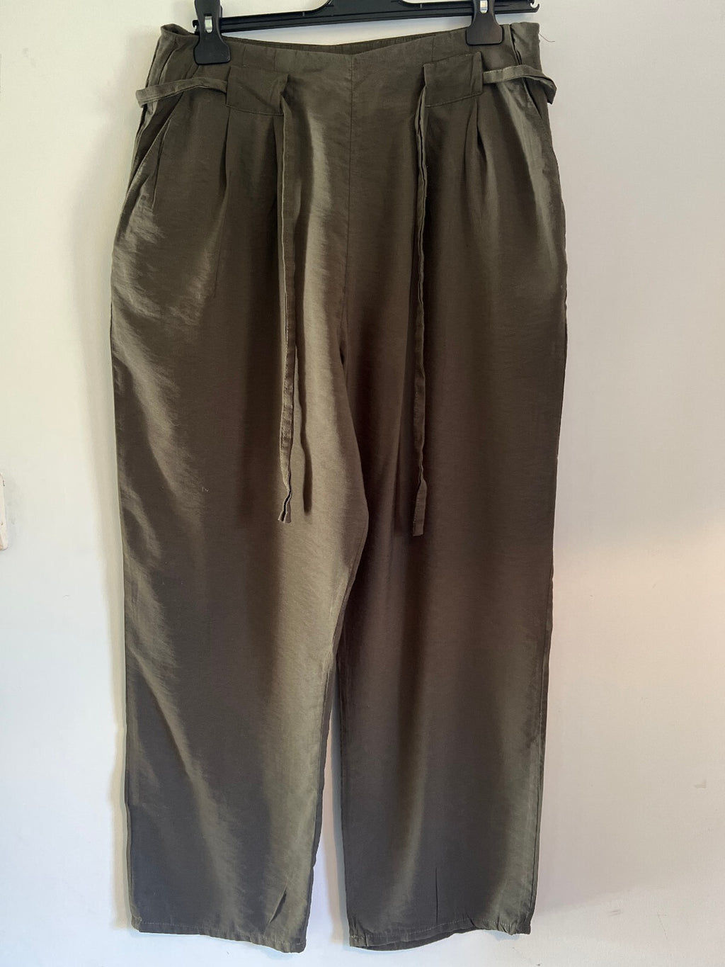 whistles Pleated Tie Waist Trousers Khaki Size 12