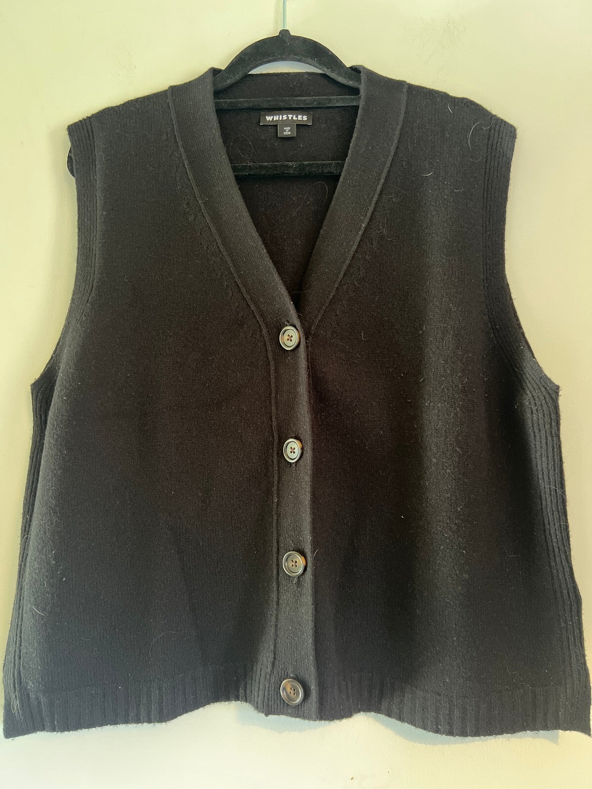 Whistles Wool Knitted Vest Black M Autumn Layering
